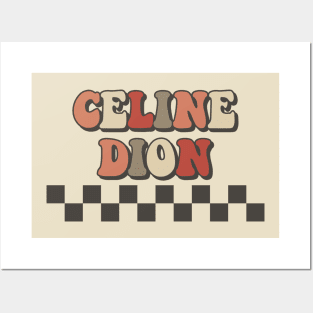 Celine Dion Checkered Retro Groovy Style Posters and Art